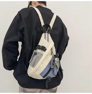Zaino triangolare color-block alla moda, elegante borsa a tracolla multiuso per l'uso quotidiano.