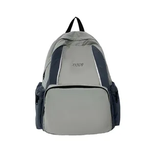 Stylish casual backpack for student school and outdoor daily use light gray and blue