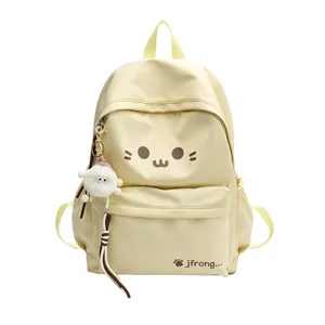 Cute cartoon yellow school backpack for teenage girls casual travel lightweight daily bag.
