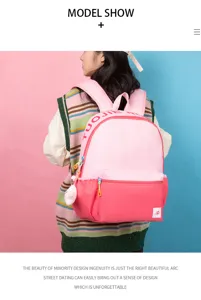 Rosa Farbblock Freizeit Rucksack groes Kapazitaet Schultertasche fuer Studenten stilvoll