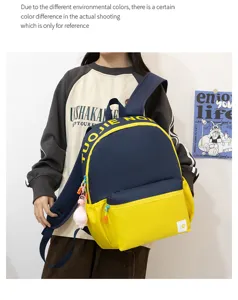 Farbblock lässiger Rucksack mit großem Fassungsvermögen, trendige Schultasche für Schüler.