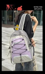 Zaino con coulisse multicolore elegante con cordino elastico per viaggi e uso quotidiano.