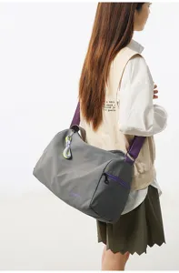 Gray and purple stylish gym yoga duffel bag, large capacity multi-functional shoulder travel bag.