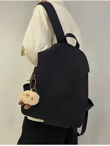 Zaino nero impermeabile minimalista alla moda da viaggio studenti uso quotidiano.