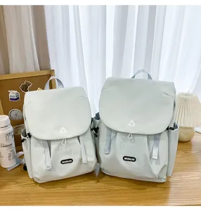 Casual light blue canvas backpack for daily commute, school and outdoor travel use.
