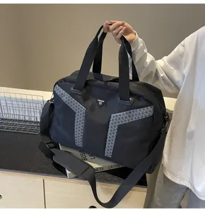 Large capacity travel duffel bag for fitness and short business trips with dry wet separation.