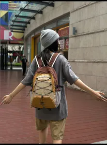 Zaino casual con coulisse da donna, zainetto da viaggio all'aperto con tasche multiple.
