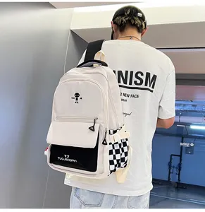 Zaino per studenti color block grande capacità borsa scolastica casual per adolescenti