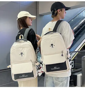 Zaino bicolore di grande capacità per uomo e donna, borsa scolastica alla moda per tutti i giorni.