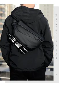 Borsa da petto impermeabile in Oxford da uomo, zaino monospalla casual con cinghia.