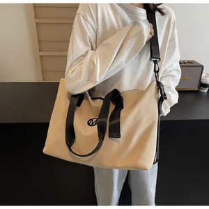 Large capacity casual canvas travel shoulder bag minimalist weekender bag for women men