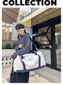 Large capacity sports duffel bag for gym, fitness, and travel with wet dry separation.