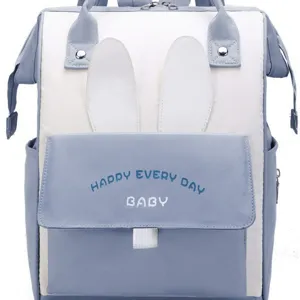Multifunctionele luiertas rugzak met schattige konijnenoren, grote stijlvolle mom tas.