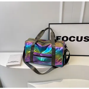 Borsa da viaggio olografica per brevi viaggi, elegante borsa da palestra capiente.