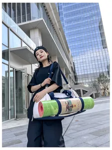 Large capacity gym duffel bag with yoga mat holder, ideal for fitness, travel, and sports use.