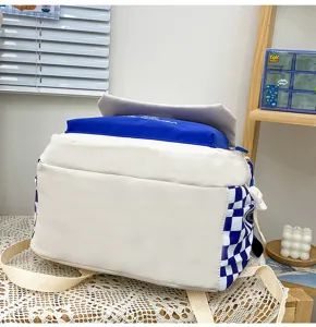 Zaino a quadri con colori a contrasto grande capacita borsa casual per studenti