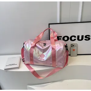 Borsa da viaggio olografica rosa elegante borsa da palestra tracolla impermeabile