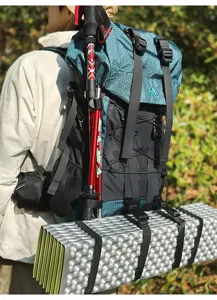 Professional outdoor hiking backpack with large capacity, durable waterproof fabric for camping trips.