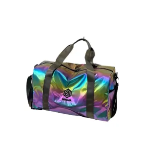 Borsa da viaggio olografica colorata impermeabile borsa sportiva da palestra capiente
