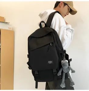 Lässiger schwarzer Rucksack große Kapazität Schulranzen einfacher Reise-Tagesrucksack