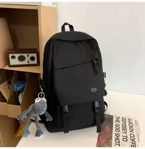 Schwarzer großer lässiger Schulrucksack für Schüler, japanischer Stil einfacher Reise-Daypack.