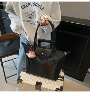 Grosse Nylon Shopper Tasche Latzuendter Schultertasche Alltags Casual Handtasche.