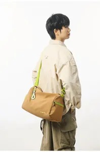 Men's fashion colorblock casual messenger bag large capacity travel shoulder bag for daily.