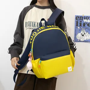 Japanischer Stil Farblich abgesetzter Freizeit Rucksack fur Damen und Herren Schultasche.