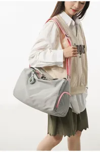 Stylish color-block lightweight yoga fitness bag, multi-functional crossbody travel bag.