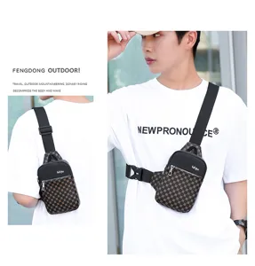 Sac de poitrine bandouliere de loisir minimaliste pour homme avec motif vintage.