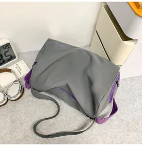 Stylish color-block gym bag, lightweight multi-functional duffel for travel and yoga.
