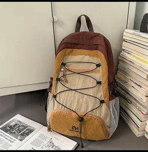 Zaino con coulisse colorblock da donna, borsa da scuola casual per studenti, elegante zaino da viaggio.