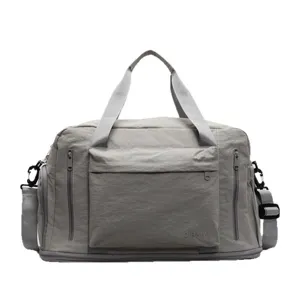 Grey large capacity travel duffel bag waterproof fitness gym shoulder bag for outdoor sports
