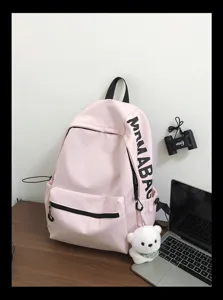 Detailed close-up view of minimalist pink campus backpack designed for stylish students.