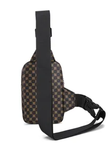Sac de poitrine bandoulière monogramme rétro pour homme, sacoche décontractée avec sangle.