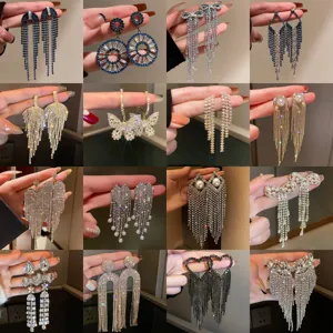 Boucles d'Oreilles Gland Papillon Cœur en Alliage Moissanite Exagérées pour Femmes Tige en Argent Sterling 925 Bijoux Pendantes Longues
