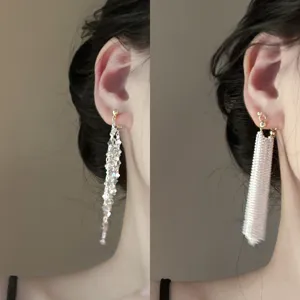 Chinese style beaded fringe tassel earrings ethnic retro bohemian dangle earrings for women