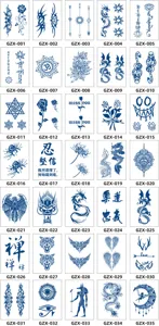 Foglio adesivi tatuaggi temporanei erboristici impermeabile lunga durata arte corpo