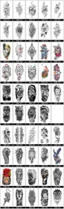 Adesivi per tatuaggi temporanei impermeabili braccio intero animale tigre lupo floreale arte
