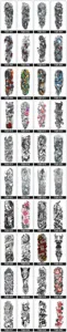 Catalogus van waterdichte tijdelijke armtattoo stickers met diverse prachtige ontwerpen.