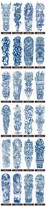Herbal semi-permanent full arm temporary tattoo stickers, waterproof long lasting design.
