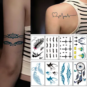 Adesivi per Tatuaggio con Trasferimento d'Acqua Minimalista Floreale Gatto Animale Geometrico Adesivo per Tatuaggio Temporaneo Accessori per Trucco Corpo