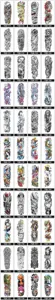 Detail van de catalogus van tijdelijke tattoo-stickers met diverse artistieke patronen.