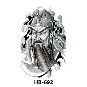 Black and white traditional warrior tattoo sticker waterproof body art design for men and women