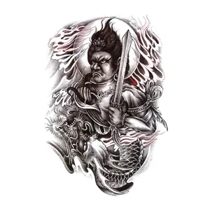 Waterproof temporary tattoo sticker half sleeve traditional Japanese deity dragon design for men