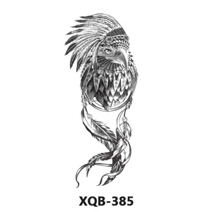 Autocollant de tatouage temporaire aigle noir et blanc imperméable pour bras, animal.