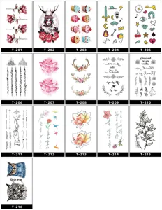 Ensemble autocollants de tatouage temporaire fleurs lettres anglaises mignon étanche