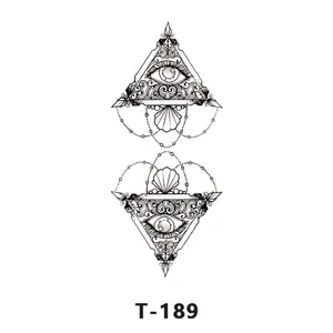 Autocollant de tatouage temporaire motif œil géométrique noir et blanc art corporel.