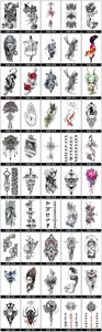 Hoja de pegatinas de tatuaje temporal impermeable, varios diseños de animales y flores tótem.