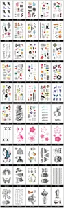 Set di adesivi per tatuaggi temporanei impermeabili, simpatici motivi di animali e fiori.
